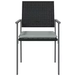 2 db fekete polyrattan kerti szék párnával 56 x 62,5 x 89 cm