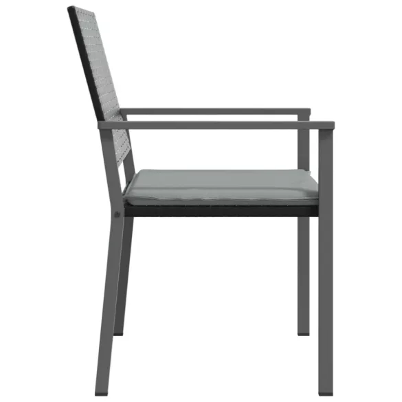 2 db fekete polyrattan kerti szék párnával 56 x 62,5 x 89 cm
