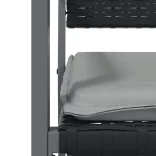 2 db fekete polyrattan kerti szék párnával 56 x 62,5 x 89 cm