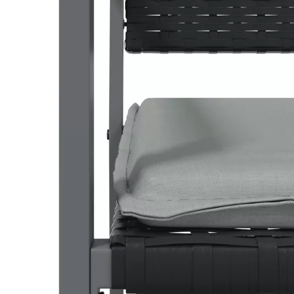 2 db fekete polyrattan kerti szék párnával 56 x 62,5 x 89 cm