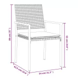 2 db fekete polyrattan kerti szék párnával 56 x 62,5 x 89 cm
