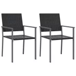 2 db fekete polyrattan kerti szék 54 x 62,5 x 89 cm