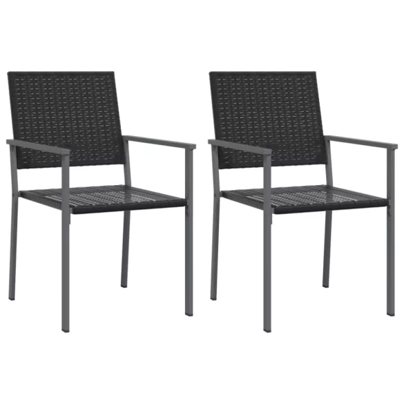 2 db fekete polyrattan kerti szék 54 x 62,5 x 89 cm