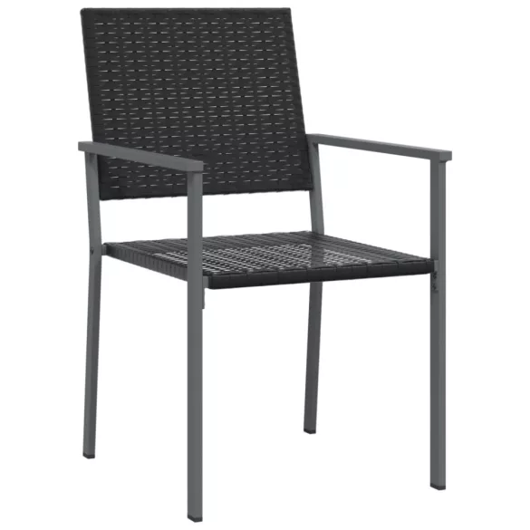 2 db fekete polyrattan kerti szék 54 x 62,5 x 89 cm
