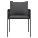 2 db fekete polyrattan kerti szék párnával 54 x 61 x 83 cm