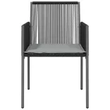 2 db fekete polyrattan kerti szék párnával 54 x 60,5 x 83,5 cm