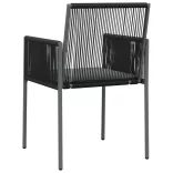 2 db fekete polyrattan kerti szék párnával 54 x 60,5 x 83,5 cm