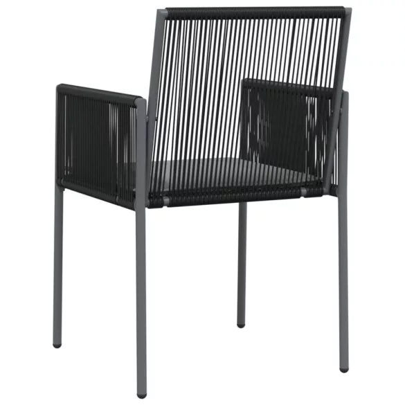 2 db fekete polyrattan kerti szék párnával 54 x 60,5 x 83,5 cm