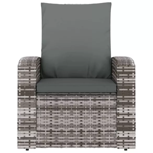 szürke polyrattan dönthető kerti szék párnával