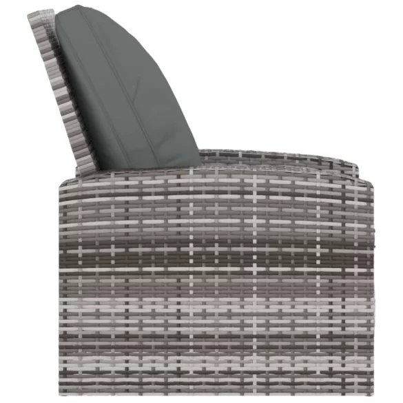 szürke polyrattan dönthető kerti szék párnával