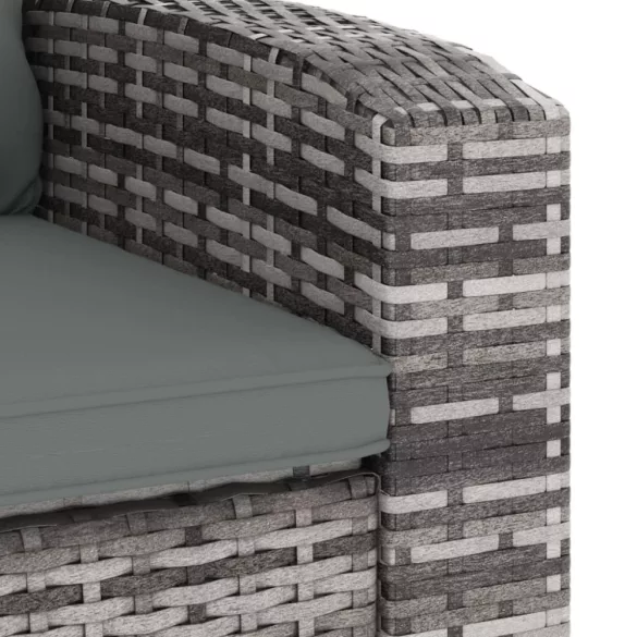 szürke polyrattan dönthető kerti szék párnával