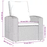 szürke polyrattan dönthető kerti szék párnával