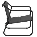 kétszemélyes antracitszürke acél kerti pad párnával