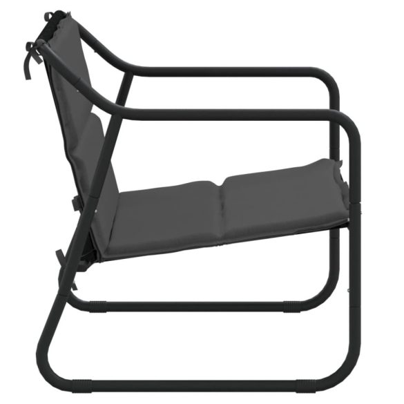 kétszemélyes antracitszürke acél kerti pad párnával