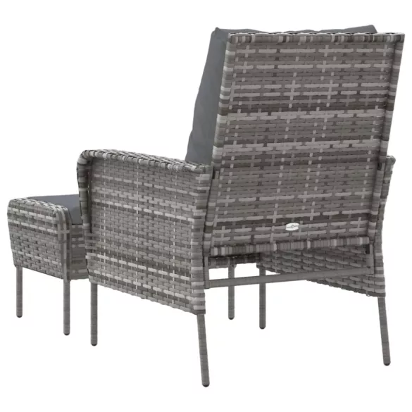szürke polyrattan kerti szék lábtartóval