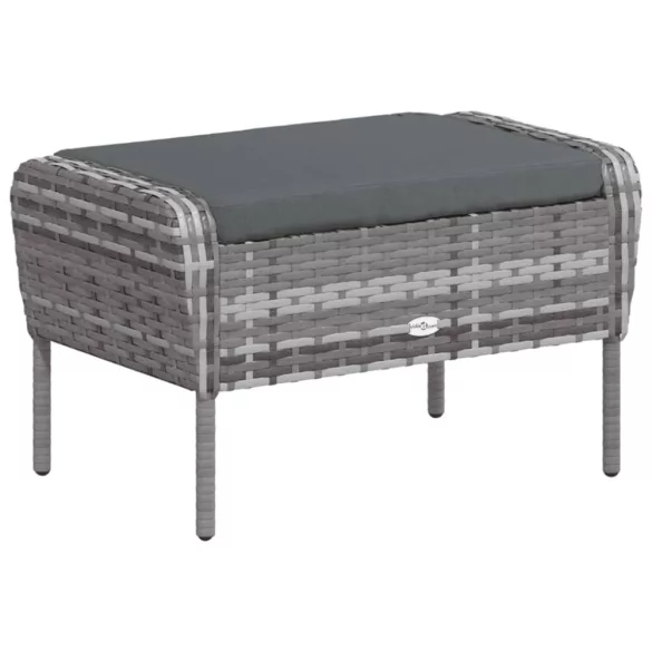 szürke polyrattan kerti szék lábtartóval