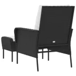 fekete polyrattan kerti szék lábtartóval