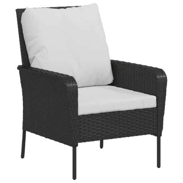 fekete polyrattan kerti szék lábtartóval