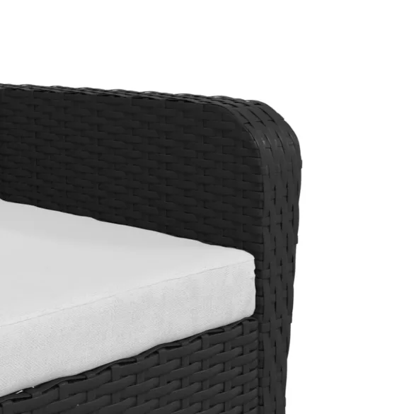 fekete polyrattan kerti szék lábtartóval