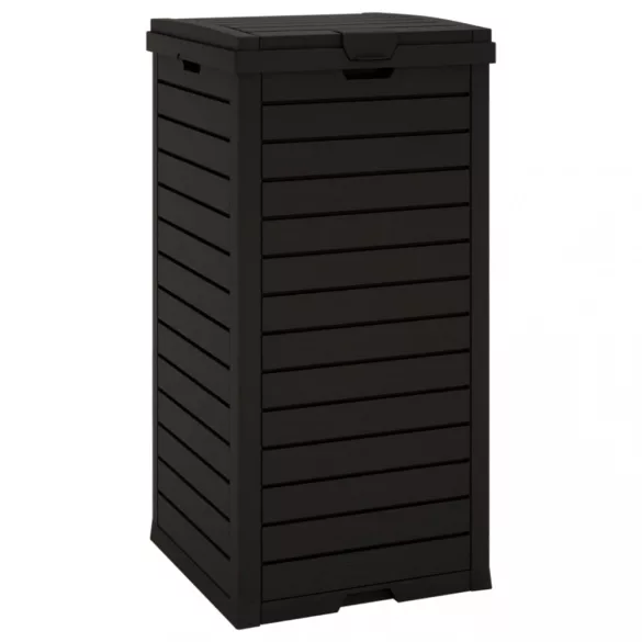 fekete kültéri polipropilén szemeteskuka 41x41x86 cm