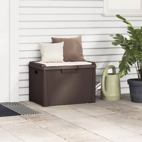 barna polipropilén kerti tárolóláda ülőpárnával 125 L