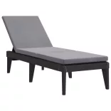 antracitszürke PP napozóágy párnával 186 x 60 x 29 cm