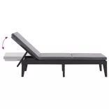 antracitszürke PP napozóágy párnával 186 x 60 x 29 cm