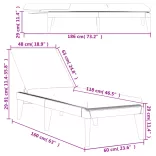antracitszürke PP napozóágy párnával 186 x 60 x 29 cm