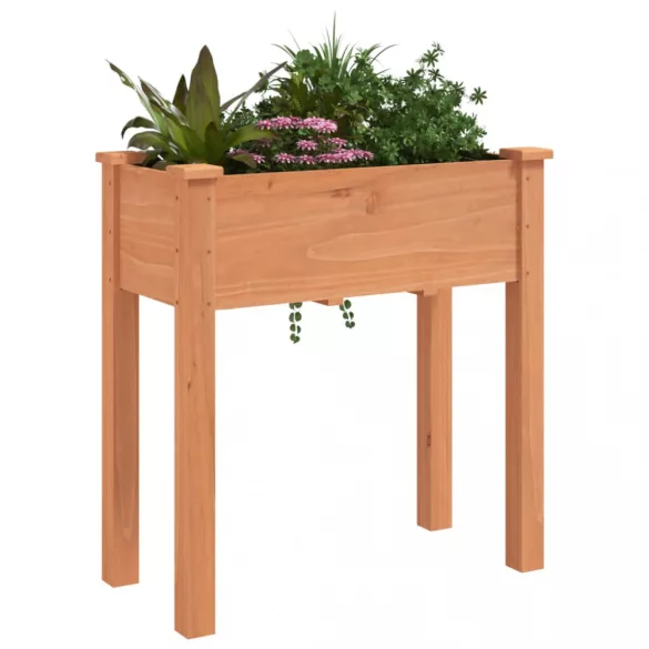barna tömör fenyőfa kerti ültetőláda béléssel 71 x 37 x 76 cm