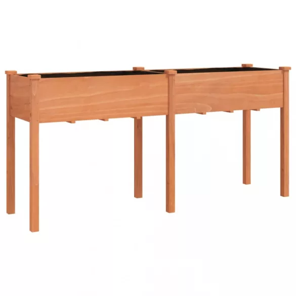 barna tömör fenyőfa kerti ültetőláda béléssel 161x45x76 cm