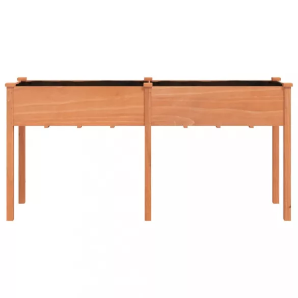 barna tömör fenyőfa kerti ültetőláda béléssel 161x45x76 cm