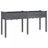 szürke tömör fenyőfa kerti ültetőláda béléssel 161x45x76 cm