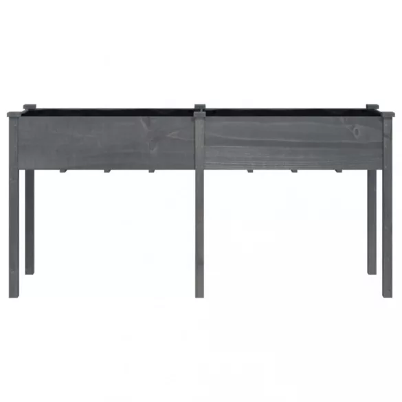 szürke tömör fenyőfa kerti ültetőláda béléssel 161x45x76 cm