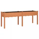 barna tömör fenyőfa kerti ültetőláda béléssel 203x53x76 cm