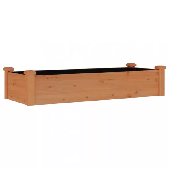 barna tömör fenyőfa kerti magaságyás béléssel 120x45x25 cm