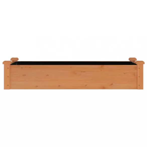 barna tömör fenyőfa kerti magaságyás béléssel 120x45x25 cm