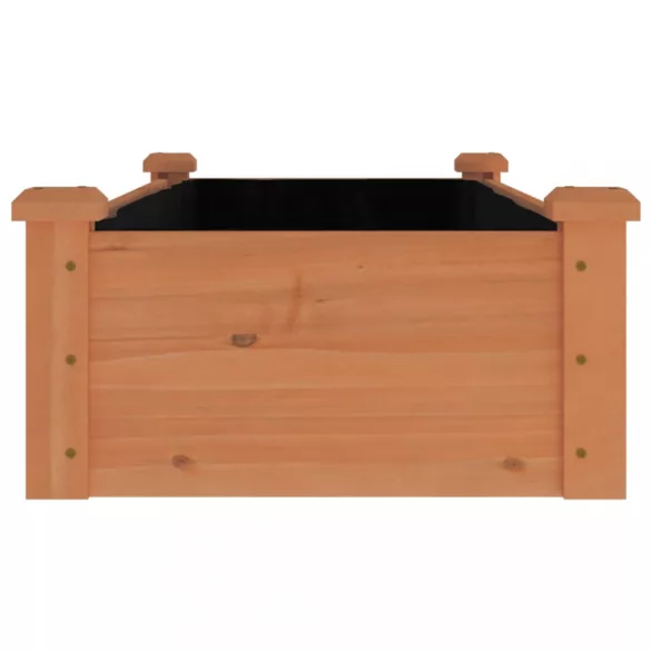 barna tömör fenyőfa kerti magaságyás béléssel 120x45x25 cm