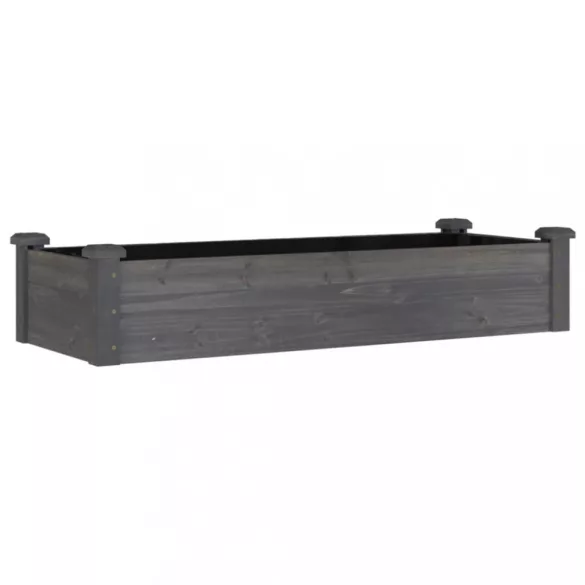 szürke tömör fenyőfa kerti magaságyás béléssel 120x45x25 cm
