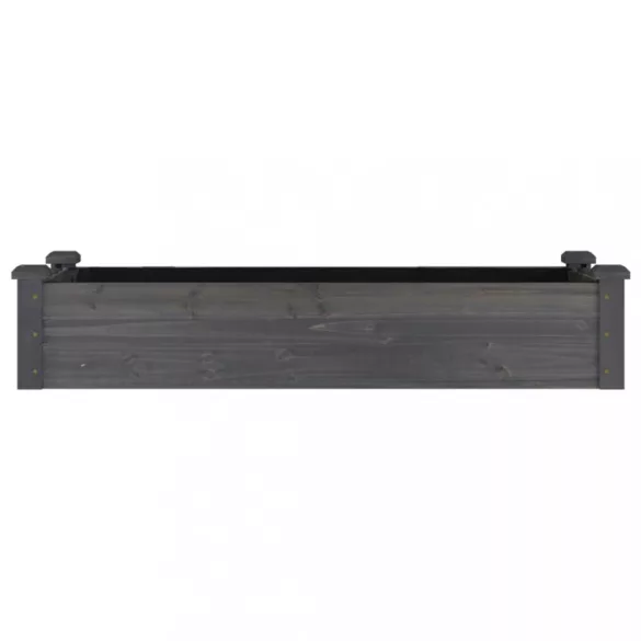 szürke tömör fenyőfa kerti magaságyás béléssel 120x45x25 cm