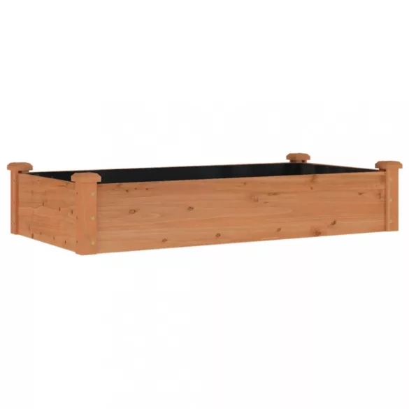 barna tömör fenyőfa kerti magaságyás béléssel 120x60x25 cm