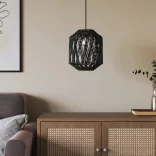 fekete vas és papír lámpaernyő Ø23 x 28 cm