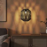 fekete vas és papír lámpaernyő Ø23 x 28 cm