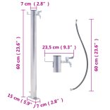 kerek rozsdamentes acél kerti oszlop típusú vízcsap 60 cm