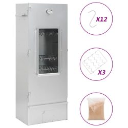   horganyzott acél BBQ füstölőkemence faaprítékkal 44,5x29x110 cm