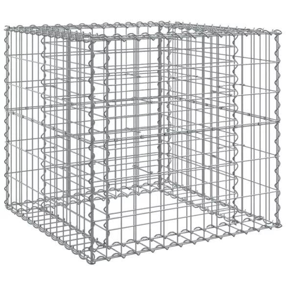 ezüst horganyzott vas gabion kosár 70 x 70 x 65 cm