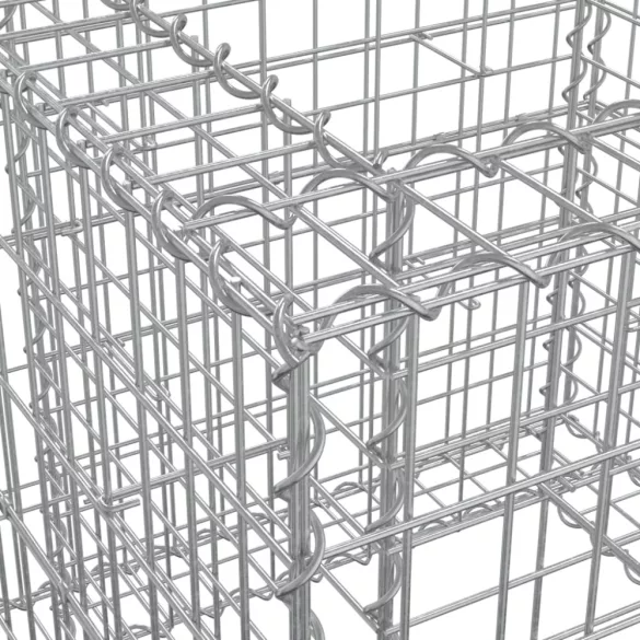 ezüst horganyzott vas gabion kosár 70 x 70 x 65 cm