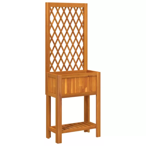 tömör akácfa rácsos ültetőláda polccal 55 x 29,5 x 152 cm
