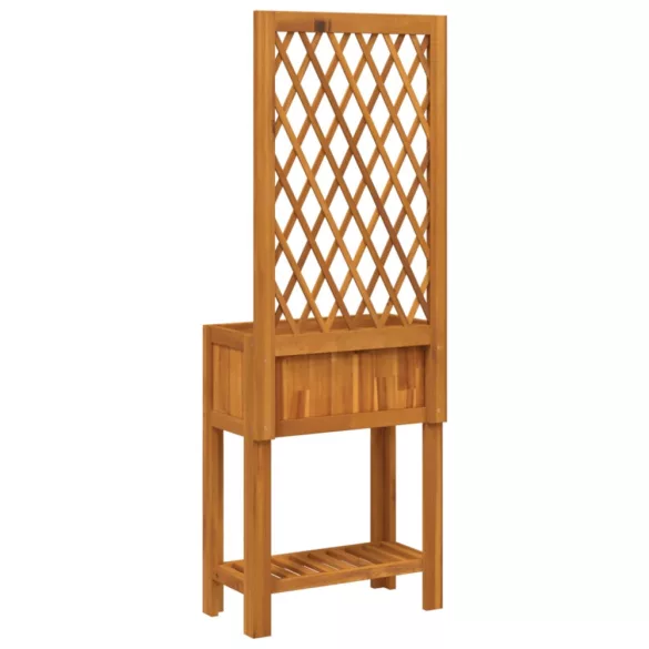 tömör akácfa rácsos ültetőláda polccal 55 x 29,5 x 152 cm