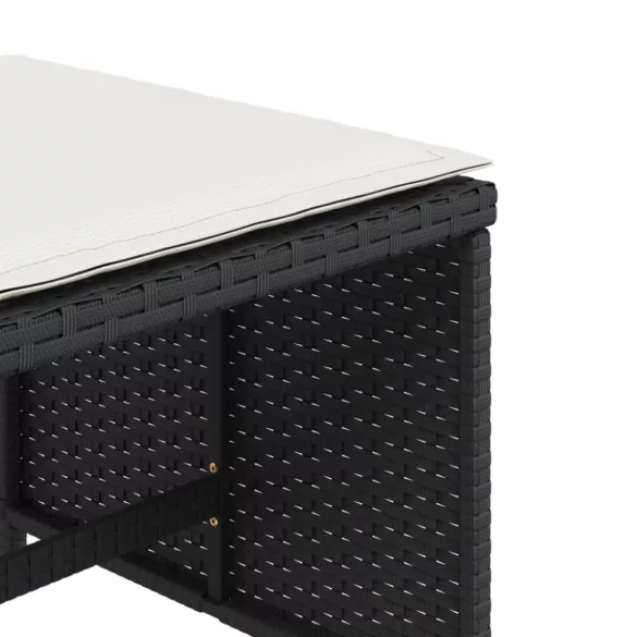 4 db fekete polyrattan kerti szék párnával 41 x 41 x 36 cm