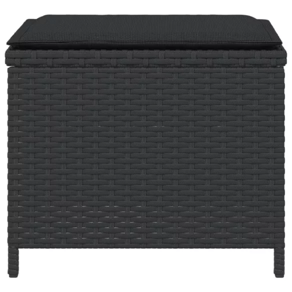 4 db fekete polyrattan kerti szék párnával 41 x 41 x 36 cm